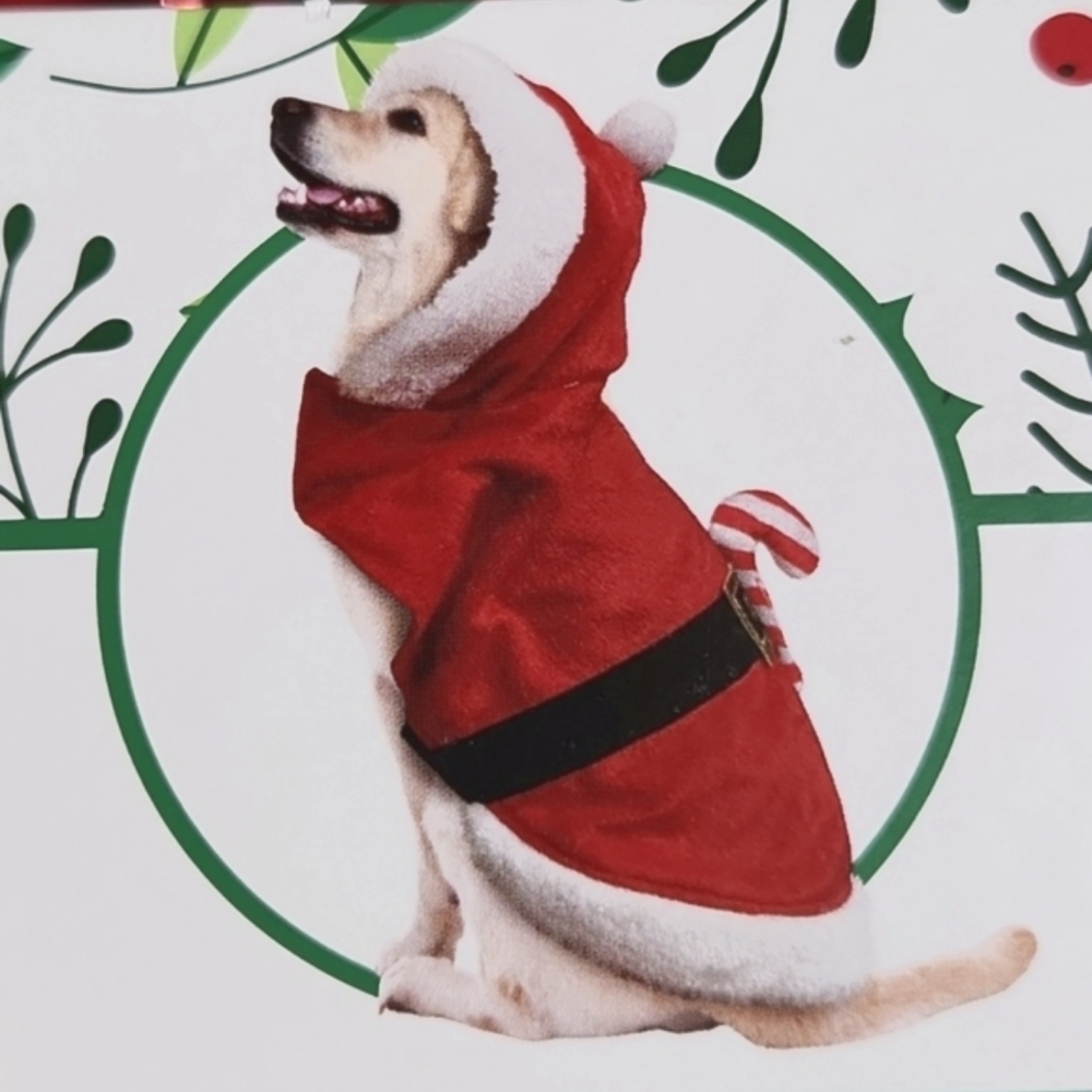 Holiday Time Dog Pet Holiday Christmas Hooded Santa Suit (L)